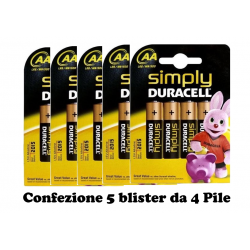 BATTERIE ALCALINE DURACELL SIMPLY STILO AA PACK DA 20